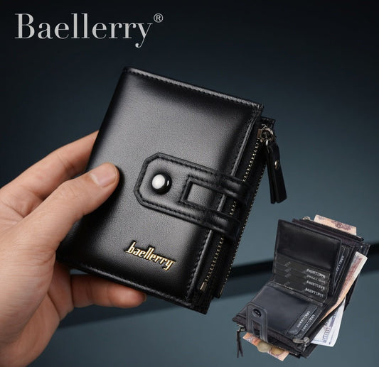 Baellerry Men's Leather Trifold Wallet – Dual Zipper & Snap Closure with Multi - Card Slots & Coin Pocket - CASSxClassWalletBaellerry Men's Leather Trifold Wallet – Dual Zipper & Snap Closure with Multi - Card Slots & Coin PocketBlackBaellerry Men's Leather Trifold Wallet – Dual Zipper & Snap Closure with Multi - Card Slots & Coin Pocket