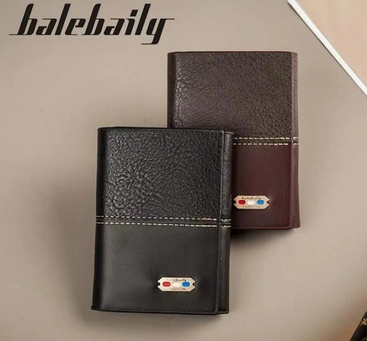 Balebaily Fashion Men's Leather Trifold Wallet – Pebbled Texture with Gold Badge & Multi - Card Slots - CASSxClassWalletBalebaily Fashion Men's Leather Trifold Wallet – Pebbled Texture with Gold Badge & Multi - Card SlotsBalebaily Fashion Men's Leather Trifold Wallet – Pebbled Texture with Gold Badge & Multi - Card Slots
