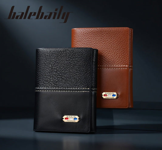 Balebaily Fashion Men's Leather Trifold Wallet – Pebbled Texture with Gold Badge & Multi - Card Slots - CASSxClassWalletBalebaily Fashion Men's Leather Trifold Wallet – Pebbled Texture with Gold Badge & Multi - Card SlotsBalebaily Fashion Men's Leather Trifold Wallet – Pebbled Texture with Gold Badge & Multi - Card Slots