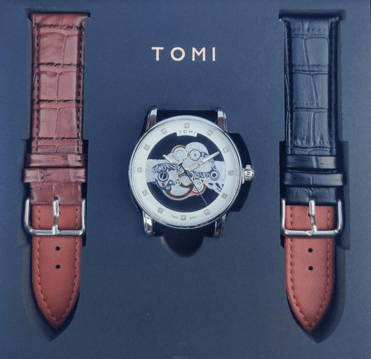 TOMI Men's Luxury Skeleton Dial Watch – Includes 2 Interchangeable Straps + Gift Box - CASSxClassTOMI Men's Luxury Skeleton Dial Watch – Includes 2 Interchangeable Straps + Gift BoxSameTOMI Men's Luxury Skeleton Dial Watch – Includes 2 Interchangeable Straps + Gift Box