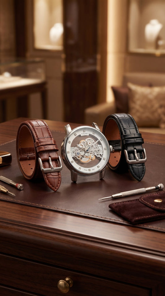 TOMI Men's Luxury Skeleton Dial Watch – Includes 2 Interchangeable Straps + Gift Box - CASSxClassTOMI Men's Luxury Skeleton Dial Watch – Includes 2 Interchangeable Straps + Gift BoxSameTOMI Men's Luxury Skeleton Dial Watch – Includes 2 Interchangeable Straps + Gift Box