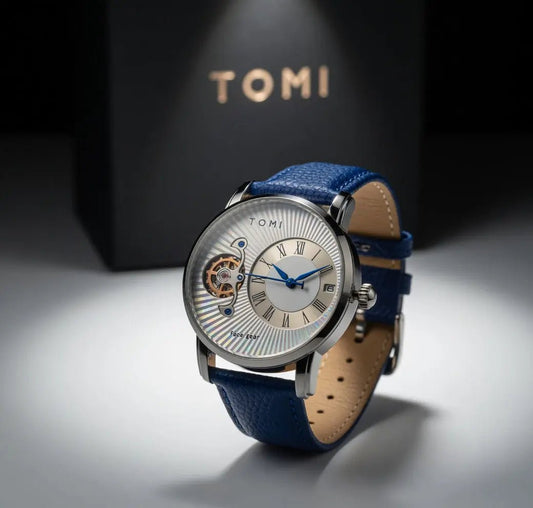 TOMI Open - Heart Tourbillon Watch – Guilloché Dial Luxury Mechanical Watch with Blue & black interchangable Leather Straps - CASSxClassWatchTOMI Open - Heart Tourbillon Watch – Guilloché Dial Luxury Mechanical Watch with Blue & black interchangable Leather StrapsTOMI Open - Heart Tourbillon Watch – Guilloché Dial Luxury Mechanical Watch with Blue & black interchangable Leather Straps