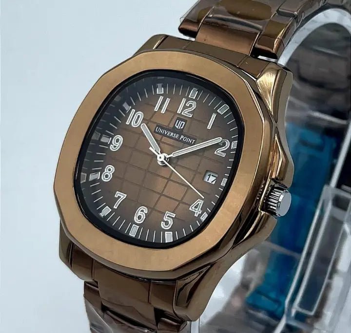 Universe Point Bronze Sports Watch – Rose Gold Aquanaut - Style Steel Bracelet Watch for Men - CASSxClassWatchUniverse Point Bronze Sports Watch – Rose Gold Aquanaut - Style Steel Bracelet Watch for MenUniverse Point Bronze Sports Watch – Rose Gold Aquanaut - Style Steel Bracelet Watch for Men